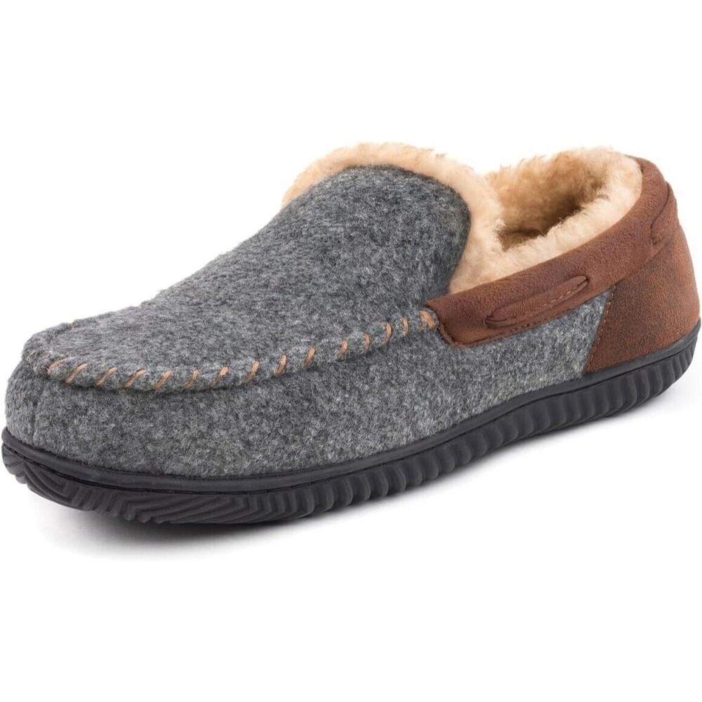 RockDove Men's Hearthfire Memory Foam Moc Slipper US 11 Grey Comfortable Warm